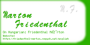 marton friedenthal business card